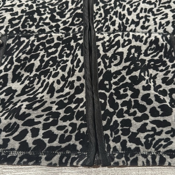 Erika Women’s Black and Gray Leopard Print Hooded Velour Jacket - Picture 3 of 6